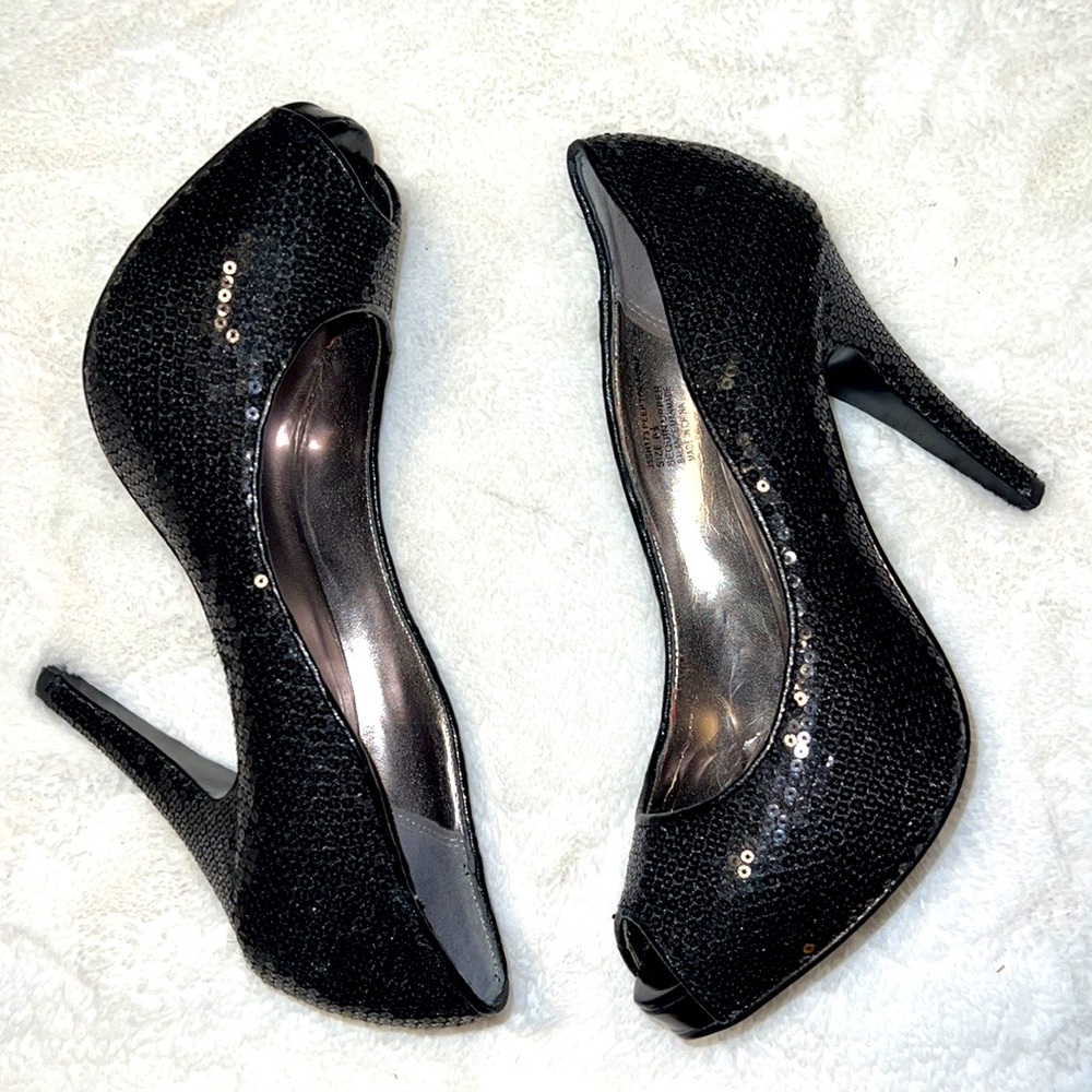 Armani Exchange Sequin Peep Toe Pumps